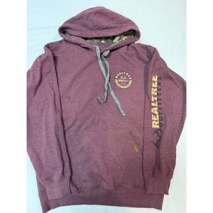Realtree Outfitters Mens Hoodie Maroon Camo Lined Graphic Sweatshirt Medium
